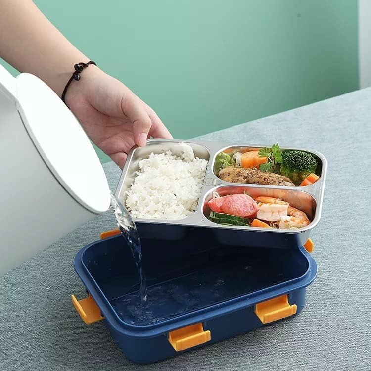3 Compartment Stainless Steel Lunch Box, Leakage Proof Lunch Box for School Kids and Adults Pack of 1